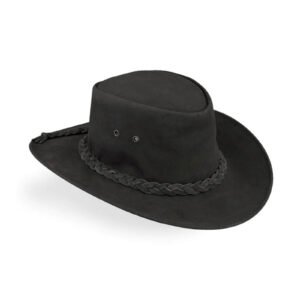 Black Suede Wide Brim Hat with Braided Band