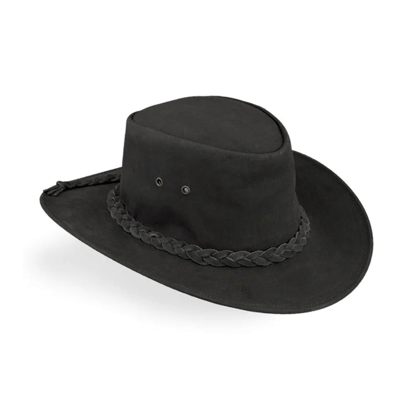 Black Suede Wide Brim Hat with Braided Band